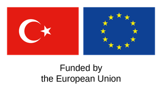Flags of Türkiye and the European Union: funded by the European Union